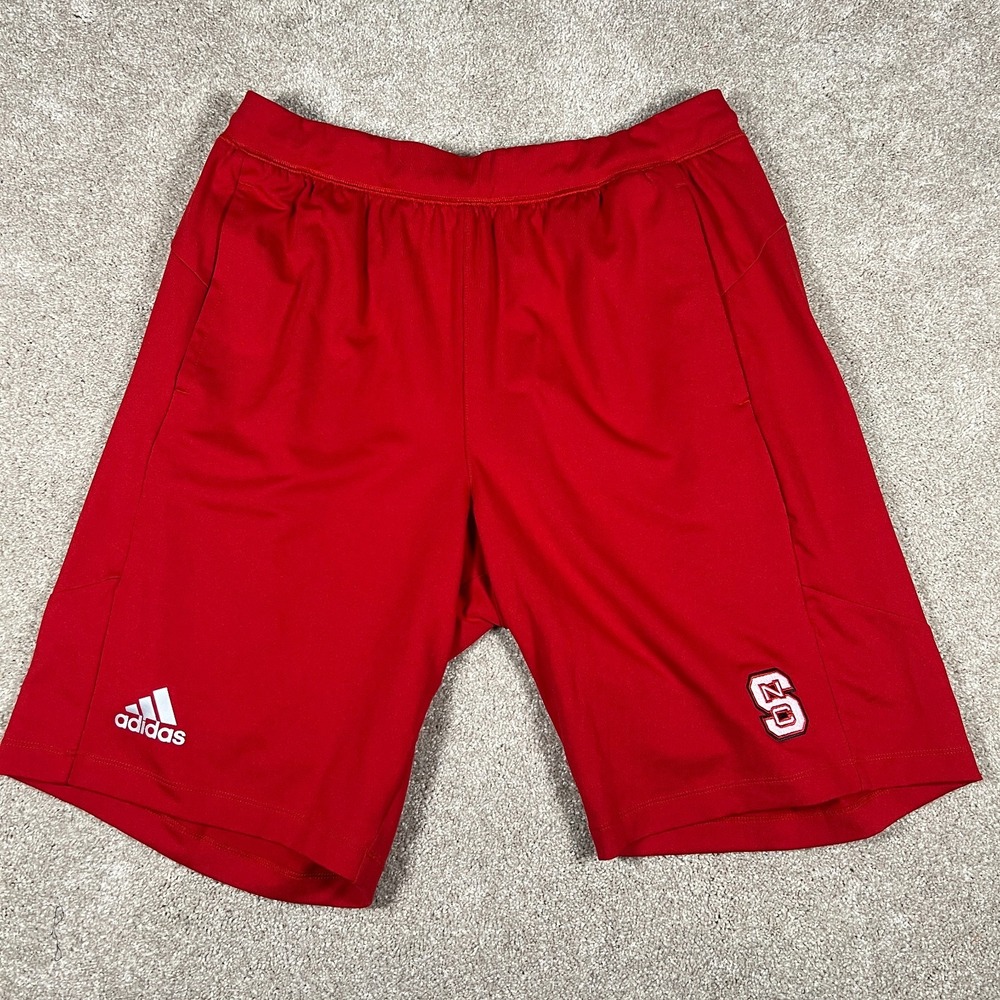 Adidas Mens Size Large Red NC State Wolfpack Basketball Climalite‎ Shorts NWT
